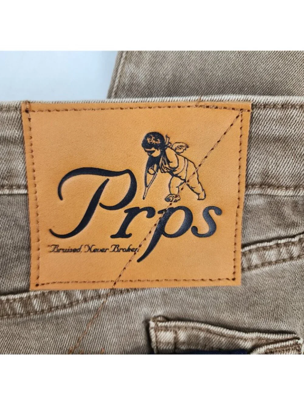 Prps Le Sabre Jeans Men 30x33 Brown Khaki Slim Straight Leg Japanese Denim NWT